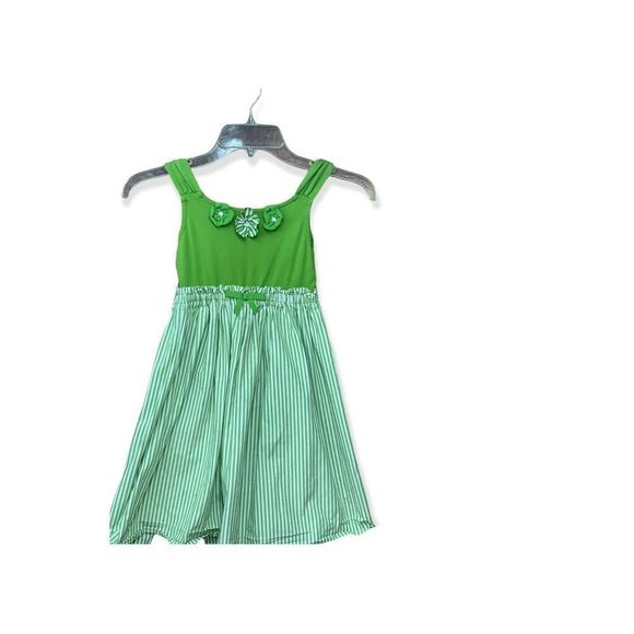 Sz6 Gymboree Green White Striped Summer Dress - Picture 4 of 5
